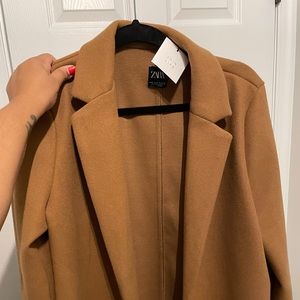 ZARA XL camel color open pea coat